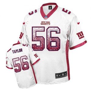 Nike Giants #56 Lawrence Taylor White Men's Embroidered NFL Elite Drift Fashion Jersey