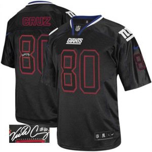 Nike Giants #80 Victor Cruz Lights Out Black Men's Embroidered NFL Elite Autographed Jersey