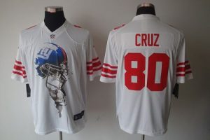 Nike Giants #80 Victor Cruz White Men's Embroidered NFL Helmet Tri-Blend Limited Jersey