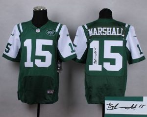 Nike Jets #15 Brandon Marshall Green Team Color Men's Stitched NFL Elite Autographed Jersey