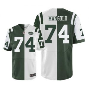 Nike Jets #74 Nick Mangold Green White Men's Stitched NFL Elite Split Jersey