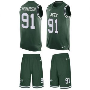 Nike Jets #91 Sheldon Richardson Green Team Color Men's Stitched NFL Limited Tank Top Suit Jersey