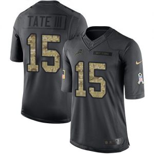Nike Lions #15 Golden Tate III Black Men's Stitched NFL Limited 2016 Salute To Service Jersey