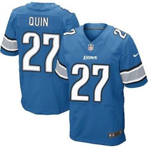 Nike Lions #27 Glover Quin Blue Team Color Men's Stitched NFL Elite Jersey