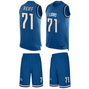 Nike Lions #71 Riley Reiff Blue Team Color Men's Stitched NFL Limited Tank Top Suit Jersey