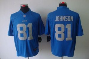 Nike Lions #81 Calvin Johnson Blue Alternate Throwback Men's Embroidered NFL Limited Jersey