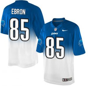 Nike Lions #85 Eric Ebron Blue White Men's Stitched NFL Elite Fadeaway Fashion Jersey