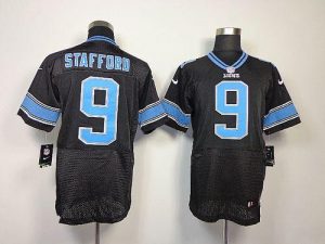 Nike Lions #9 Matthew Stafford Black Alternate Men's Embroidered NFL Elite Jersey