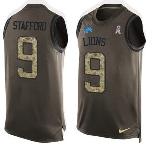 Nike Lions #9 Matthew Stafford Green Men's Stitched NFL Limited Salute To Service Tank Top Jersey