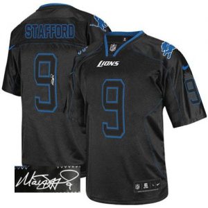 Nike Lions #9 Matthew Stafford Lights Out Black Men's Embroidered NFL Elite Autographed Jersey