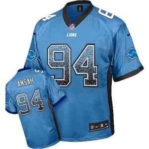 Nike Lions #94 Ziggy Ansah Blue Team Color Men's Embroidered NFL Elite Drift Fashion Jersey