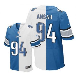 Nike Lions #94 Ziggy Ansah Blue White Men's Stitched NFL Elite Split Jersey