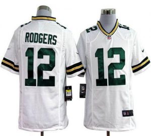 Nike Packers #12 Aaron Rodgers White Men's Embroidered NFL Game Jersey