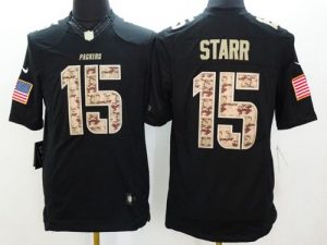 Nike Packers #15 Bart Starr Black Men's Stitched NFL Limited Salute to Service Jersey