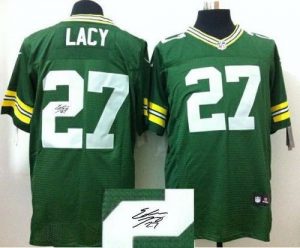 Nike Packers #27 Eddie Lacy Green Team Color Men's Stitched NFL Elite Autographed Jersey