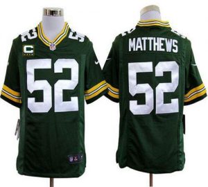 Nike Packers #52 Clay Matthews Green Team Color With C Patch Men's Embroidered NFL Game Jersey