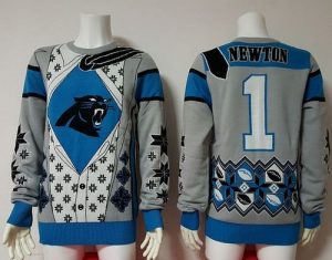 Nike Panthers #1 Cam Newton Blue Grey Men's Ugly Sweater