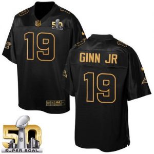 Nike Panthers #19 Ted Ginn Jr Black Super Bowl 50 Men's Stitched NFL Elite Pro Line Gold Collection Jersey