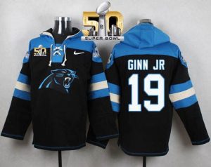 Nike Panthers #19 Ted Ginn Jr Black Super Bowl 50 Player Pullover NFL Hoodie