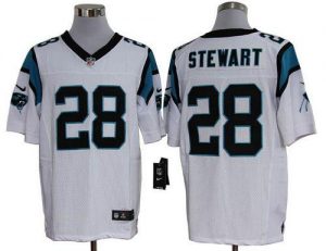 Nike Panthers #28 Jonathan Stewart White Men's Embroidered NFL Elite Jersey