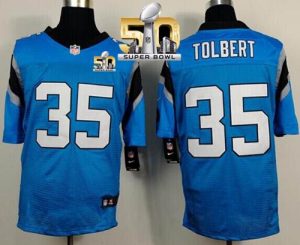 Nike Panthers #35 Mike Tolbert Blue Alternate Super Bowl 50 Men's Stitched NFL Elite Jersey