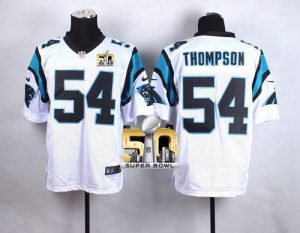 Nike Panthers #54 Shaq Thompson White Super Bowl 50 Men's Stitched NFL Elite Jersey