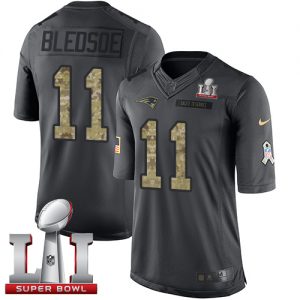 Nike Patriots #11 Drew Bledsoe Black Super Bowl LI 51 Men's Stitched NFL Limited 2016 Salute To Service Jersey
