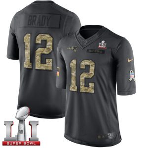 Nike Patriots #12 Tom Brady Black Super Bowl LI 51 Men's Stitched NFL Limited 2016 Salute To Service Jersey