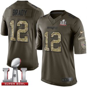Nike Patriots #12 Tom Brady Green Super Bowl LI 51 Men's Stitched NFL Limited Salute to Service Jersey