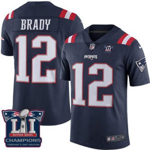 Nike Patriots #12 Tom Brady Navy Blue Super Bowl LI Champions Men's Stitched NFL Limited Rush Jersey