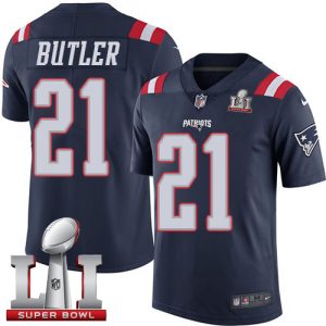 Nike Patriots #21 Malcolm Butler Navy Blue Super Bowl LI 51 Men's Stitched NFL Limited Rush Jersey