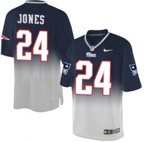 Nike Patriots #24 Cyrus Jones Navy Blue Grey Men's Stitched NFL Elite Fadeaway Fashion Jersey