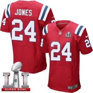 Nike Patriots #24 Cyrus Jones Red Alternate Super Bowl LI 51 Men's Stitched NFL Elite Jersey
