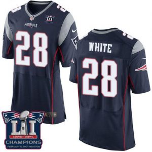 Nike Patriots #28 James White Navy Blue Team Color Super Bowl LI Champions Men's Stitched NFL New Elite Jersey