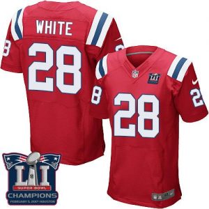 Nike Patriots #28 James White Red Alternate Super Bowl LI Champions Men's Stitched NFL Elite Jersey