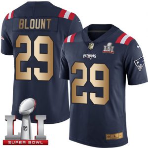 Nike Patriots #29 LeGarrette Blount Navy Blue Super Bowl LI 51 Men's Stitched NFL Limited Gold Rush Jersey