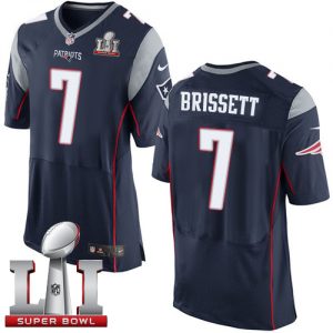 Nike Patriots #7 Jacoby Brissett Navy Blue Team Color Super Bowl LI 51 Men's Stitched NFL Elite Jersey