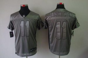 Nike Raiders #11 Sebastian Janikowski Grey Shadow Men's Embroidered NFL Elite Jersey
