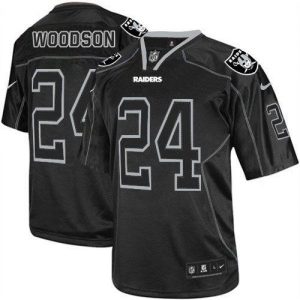 Nike Raiders #24 Charles Woodson Lights Out Black Men's Embroidered NFL Elite Jersey