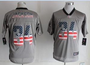 Nike Raiders #34 Bo Jackson Grey Men's Stitched NFL Elite USA Flag Fashion Jersey