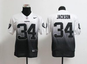 Nike Raiders #34 Bo Jackson White Black Men's Embroidered NFL Elite Fadeaway Fashion Jersey