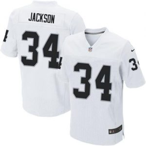 Nike Raiders #34 Bo Jackson White Men's Embroidered NFL Elite Jersey