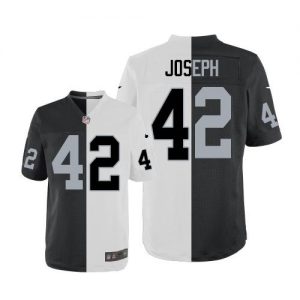 Nike Raiders #42 Karl Joseph White Black Men's Stitched NFL Elite Split Jersey