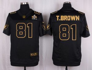 Nike Raiders #81 Tim Brown Black Men's Stitched NFL Elite Pro Line Gold Collection Jersey