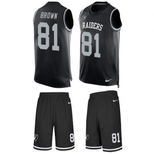 Nike Raiders #81 Tim Brown Black Team Color Men's Stitched NFL Limited Tank Top Suit Jersey