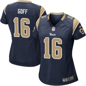Nike Rams #16 Jared Goff Navy Blue Team Color Women's Stitched NFL Elite Jersey