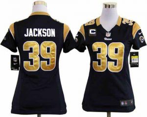 Nike Rams #39 Steven Jackson Navy Blue Team Color With C Patch Women's Embroidered NFL Elite Jersey