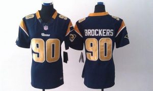 Nike Rams #90 Michael Brockers Navy Blue Team Color Women's Embroidered NFL Limited Jersey