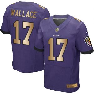 Nike Ravens #17 Mike Wallace Purple Team Color Men's Stitched NFL New Elite Gold Jersey