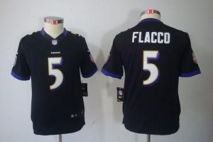 Nike Ravens #5 Joe Flacco Black Alternate Youth Embroidered NFL Limited Jersey